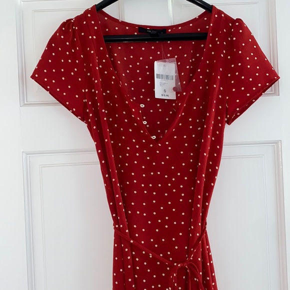 polka dot red dress forever 21 Forever 21 Medium burnt orange red polka dot fall teacher blouse shirt dress